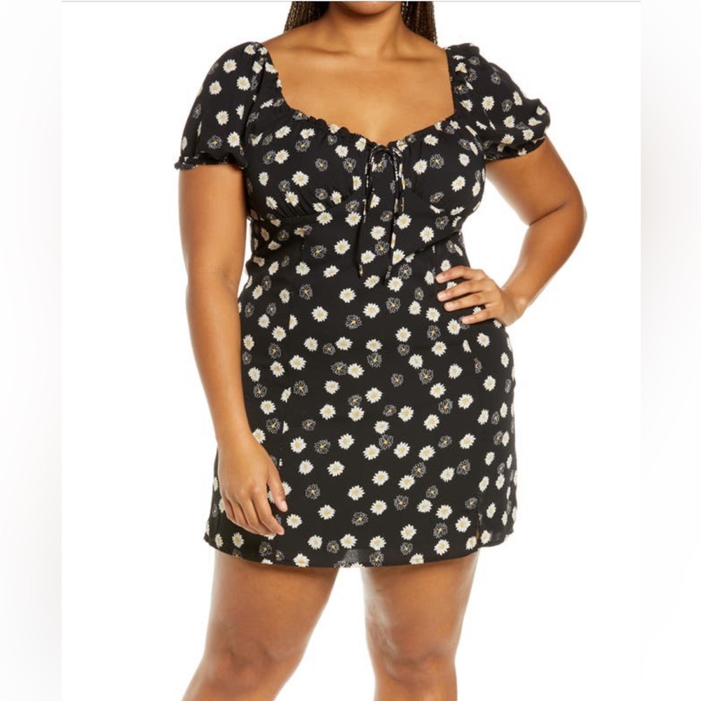 NWT Nordstrom Floral Daisy Printed Tie Front Mini Dress by BP